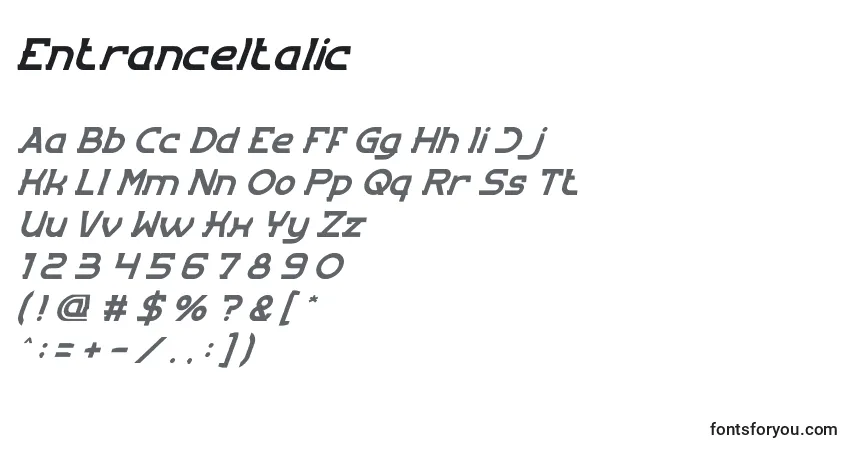 EntranceItalicフォント–アルファベット、数字、特殊文字