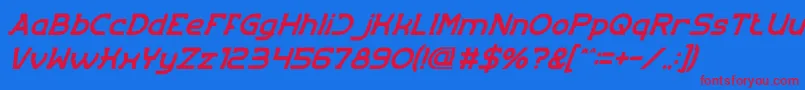 EntranceItalic-fontti – punaiset fontit sinisellä taustalla