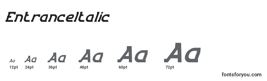 Rozmiary czcionki EntranceItalic