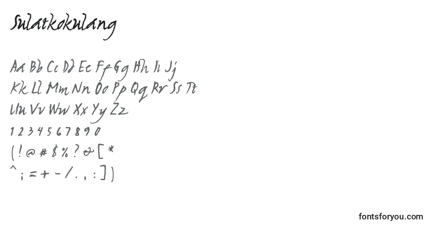 Schriftart Sulatkokulang – Alphabet, Zahlen, spezielle Symbole