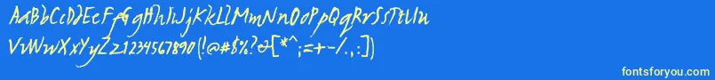 Sulatkokulang-Schriftart – Gelbe Schriften auf blauem Hintergrund