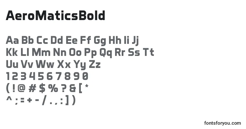 A fonte AeroMaticsBold – alfabeto, números, caracteres especiais