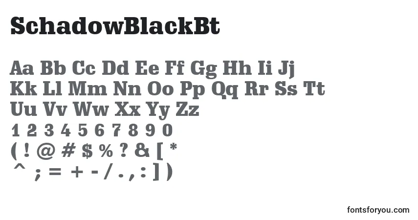 Шрифт SchadowBlackBt – алфавит, цифры, специальные символы