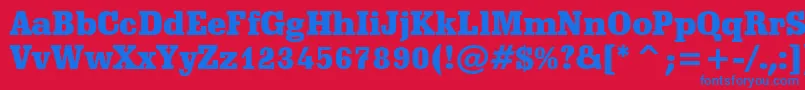 SchadowBlackBt Font – Blue Fonts on Red Background