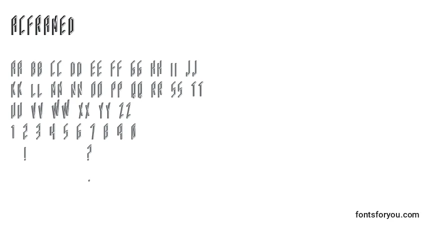A fonte Acframed – alfabeto, números, caracteres especiais