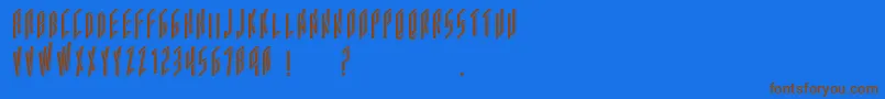 フォントAcframed – 茶色の文字が青い背景にあります。