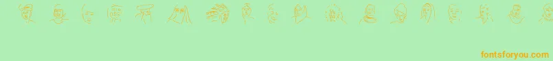 フォントFacesOfTheCentury – オレンジの文字が緑の背景にあります。