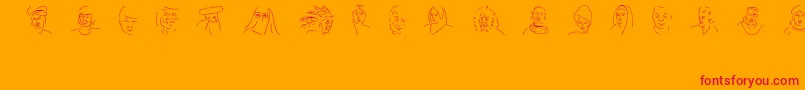 FacesOfTheCentury-Schriftart – Rote Schriften auf orangefarbenem Hintergrund