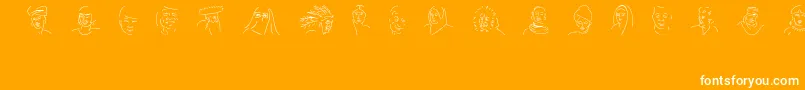 FacesOfTheCentury-Schriftart – Weiße Schriften auf orangefarbenem Hintergrund