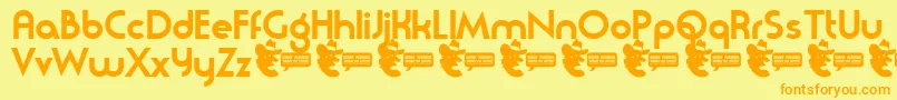 フォントModerna – オレンジの文字が黄色の背景にあります。