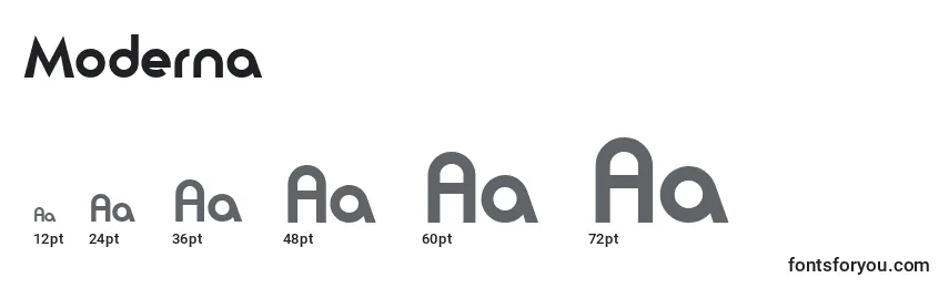 Размеры шрифта Moderna