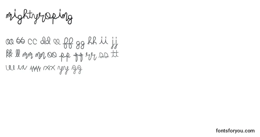Czcionka Mightyroping – alfabet, cyfry, specjalne znaki