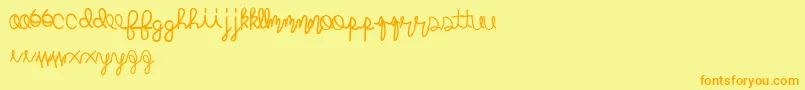 Saiba mais sobre a fonte Mightyroping Fonte Mightyroping – fontes laranjas em um fundo amarelo