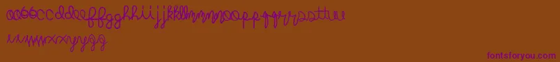 Mightyroping-Schriftart – Violette Schriften auf braunem Hintergrund