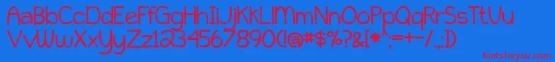 PeytonJenniferDecorated-Schriftart – Rote Schriften auf blauem Hintergrund
