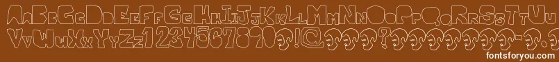 OpnMalatashitoNaked-fontti – valkoiset fontit ruskealla taustalla
