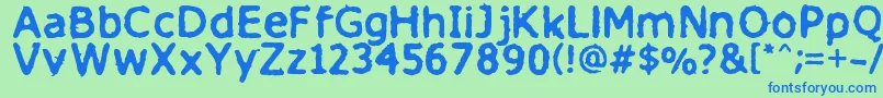 フォントFinitimusiungo – 青い文字は緑の背景です。