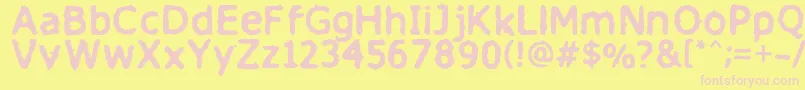 Finitimusiungo-fontti – vaaleanpunaiset fontit keltaisella taustalla
