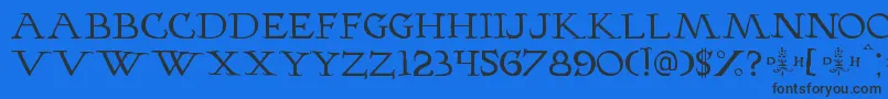 フォントHopferhornbook – 黒い文字の青い背景
