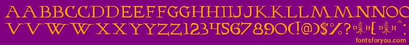 Hopferhornbook Font – Orange Fonts on Purple Background