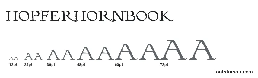 Hopferhornbook-fontin koot