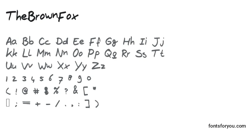 Schriftart TheBrownFox – Alphabet, Zahlen, spezielle Symbole