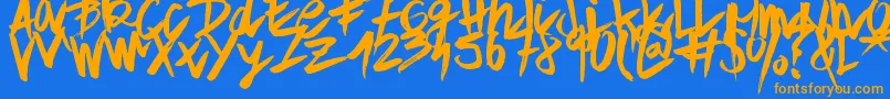 ApleTime Font – Orange Fonts on Blue Background