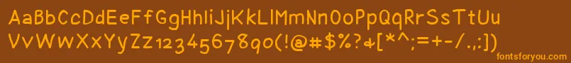 Fonte CoyotrisComic – fontes laranjas em um fundo marrom