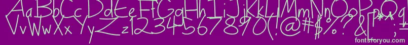 Turkeyface-Schriftart – Grüne Schriften auf violettem Hintergrund