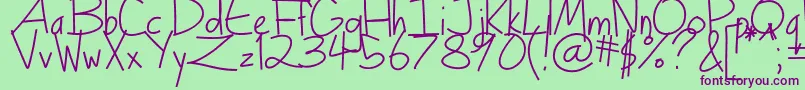 Turkeyface-Schriftart – Violette Schriften auf grünem Hintergrund