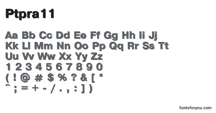 Schriftart Ptpra11 – Alphabet, Zahlen, spezielle Symbole