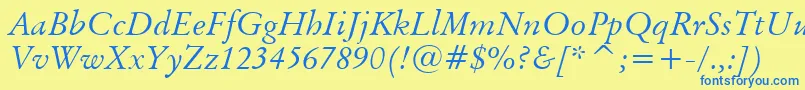 OriginalGaramondItalicBt Font – Blue Fonts on Yellow Background