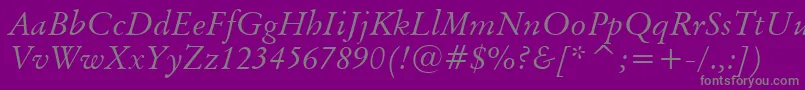 OriginalGaramondItalicBt-Schriftart – Graue Schriften auf violettem Hintergrund