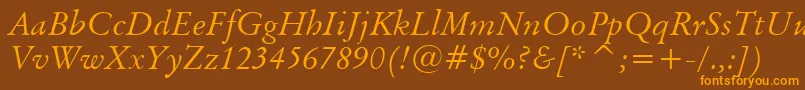 OriginalGaramondItalicBt Font – Orange Fonts on Brown Background