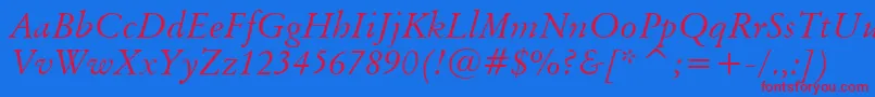 OriginalGaramondItalicBt Font – Red Fonts on Blue Background