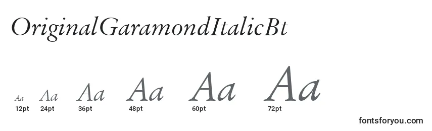 Размеры шрифта OriginalGaramondItalicBt