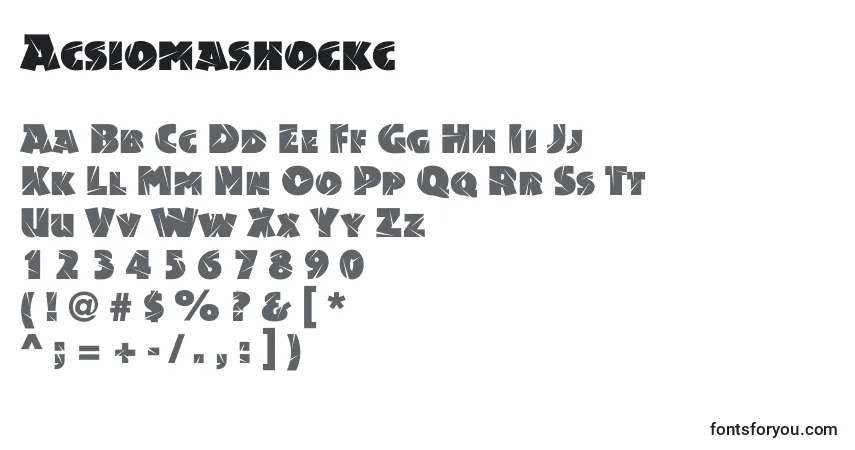 Acsiomashockc-fontti – aakkoset, numerot, erikoismerkit