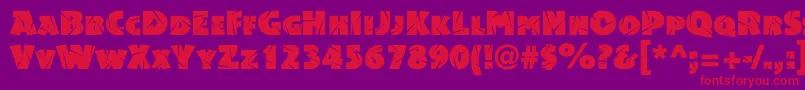 Acsiomashockc-Schriftart – Rote Schriften auf violettem Hintergrund