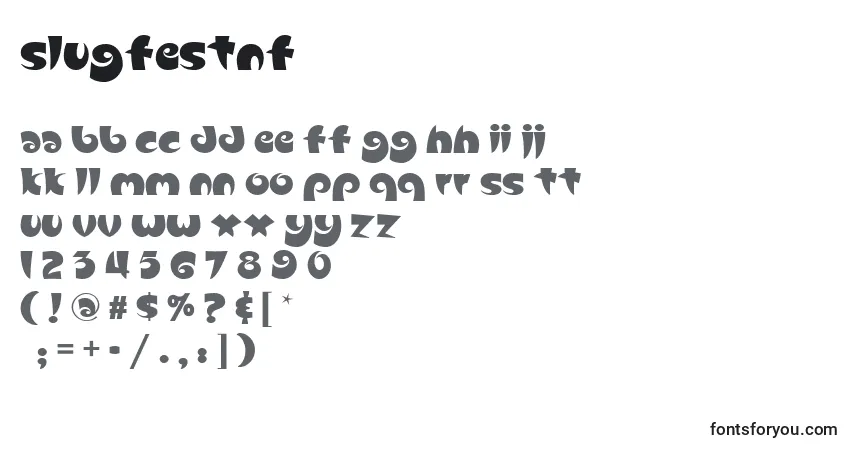 Шрифт Slugfestnf – алфавит, цифры, специальные символы