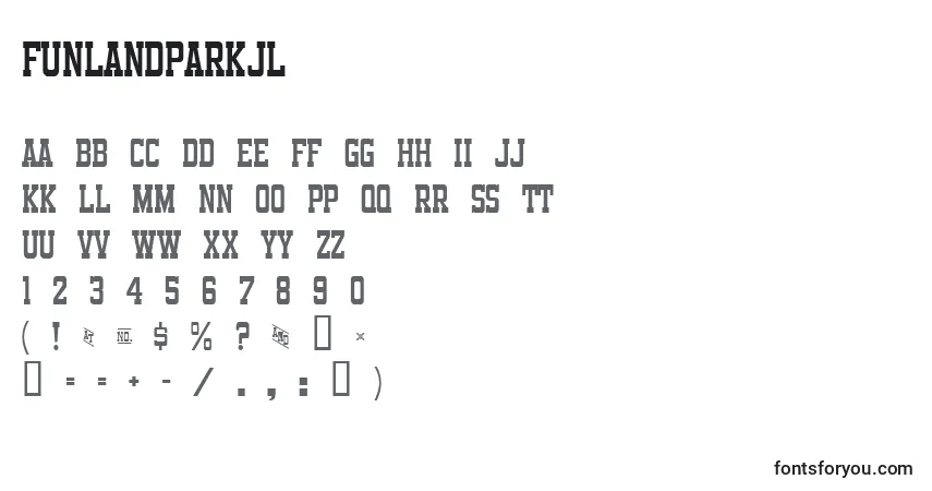 Czcionka FunlandParkJl – alfabet, cyfry, specjalne znaki