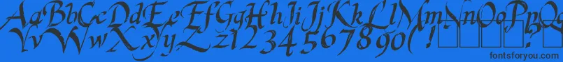 LastKingQuest-Schriftart – Schwarze Schriften auf blauem Hintergrund