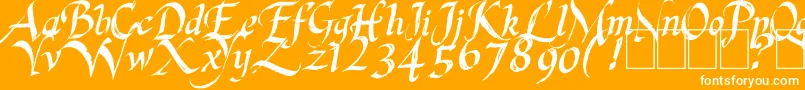 LastKingQuest-Schriftart – Weiße Schriften auf orangefarbenem Hintergrund