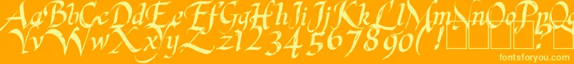 LastKingQuest-Schriftart – Gelbe Schriften auf orangefarbenem Hintergrund