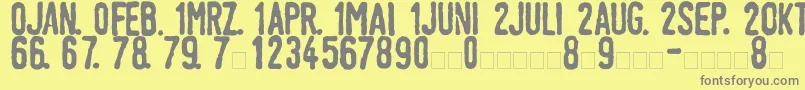 Fonte LinotypeTagesstempelDick – fontes cinzas em um fundo amarelo