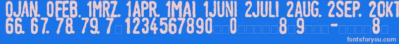 フォントLinotypeTagesstempelDick – ピンクの文字、青い背景
