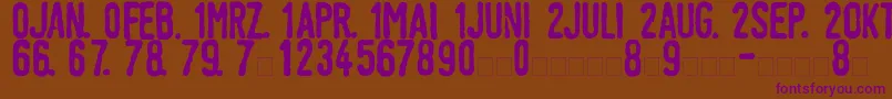 LinotypeTagesstempelDick-Schriftart – Violette Schriften auf braunem Hintergrund