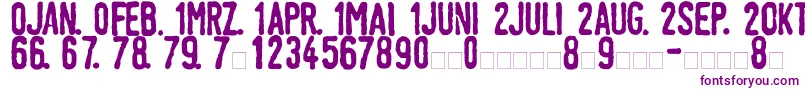 LinotypeTagesstempelDick-Schriftart – Violette Schriften auf weißem Hintergrund