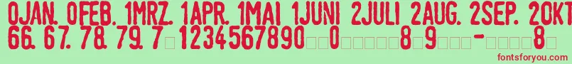 LinotypeTagesstempelDick Font – Red Fonts on Green Background