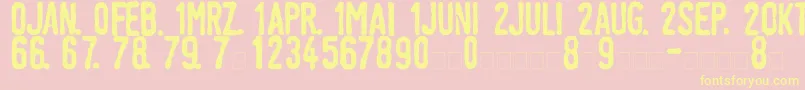 LinotypeTagesstempelDick-Schriftart – Gelbe Schriften auf rosa Hintergrund