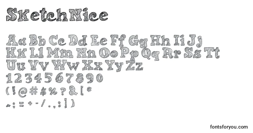 SketchNice-fontti – aakkoset, numerot, erikoismerkit
